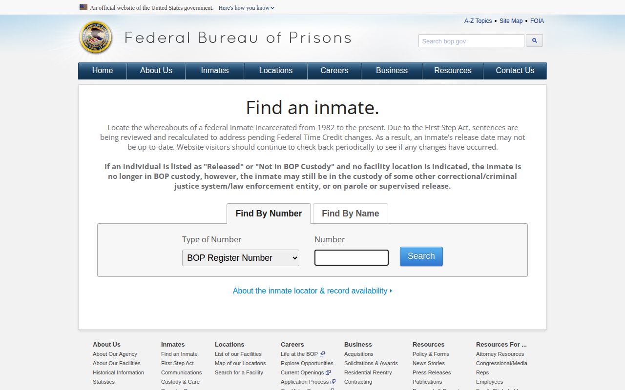 Lauderdale County federal custody locator screen