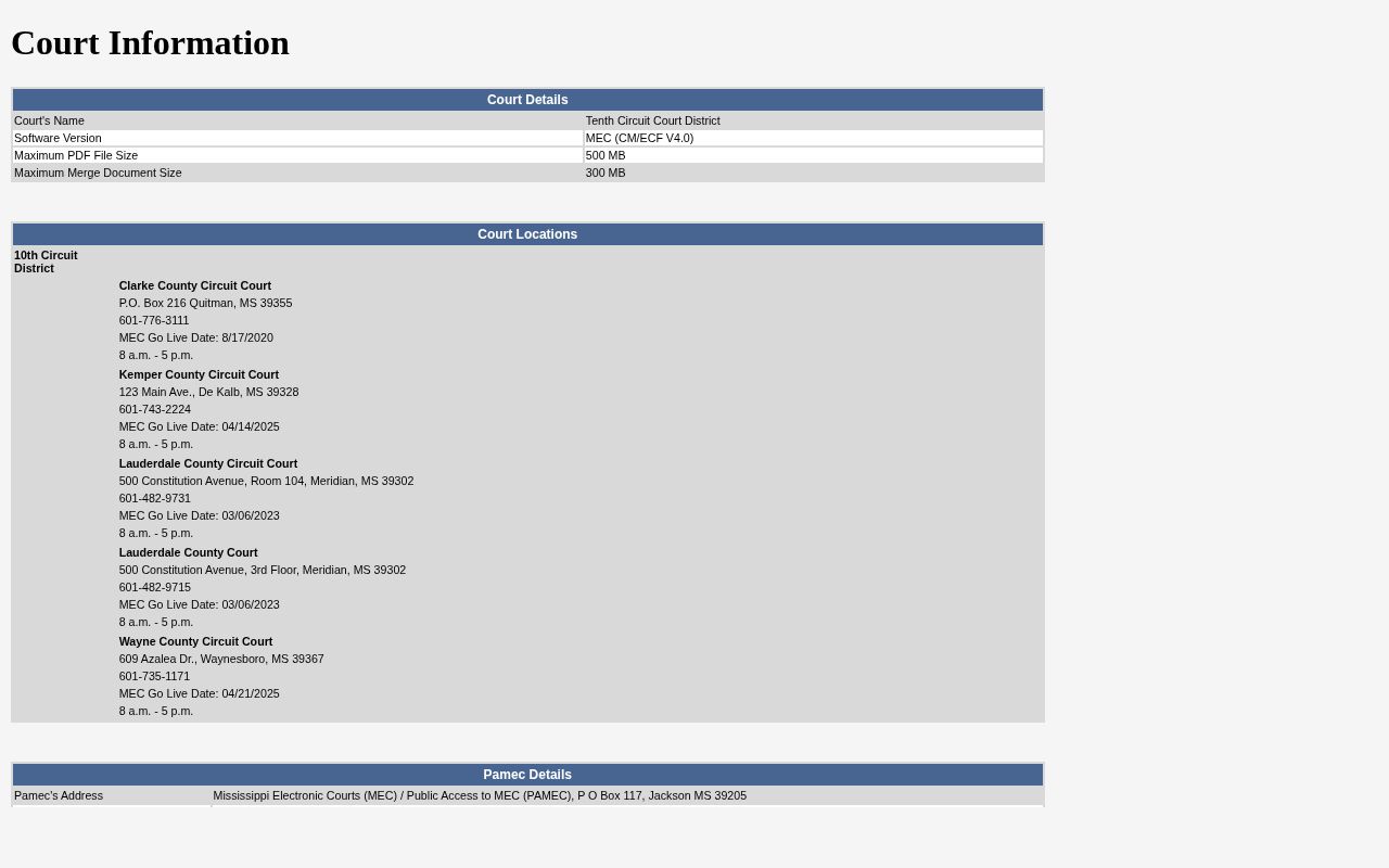 Lauderdale County warrant record court information screen